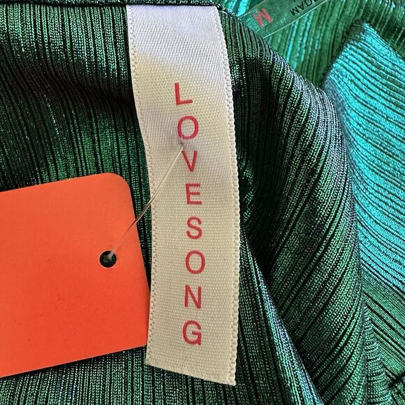 Women’s Long Sleeves Open Front Metallic Green Mini Dress Size M NWT - Picture 5 of 8